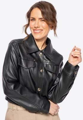 Damska kurtka ze skóry ekologicznej z patkami czarna Wittchen