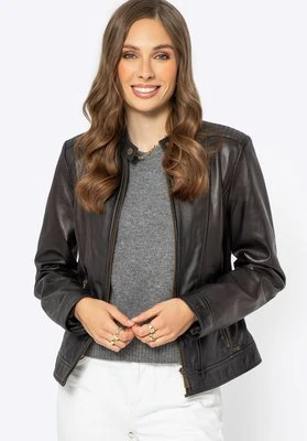 Damska kurtka ze skóry klasyczna ciemny brąz Wittchen