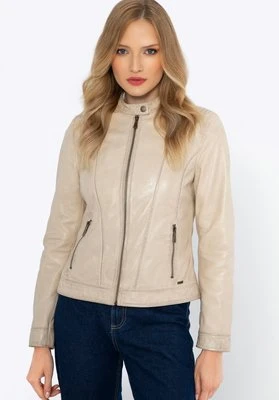 Damska kurtka ze skóry klasyczna jasnobeżowa Wittchen