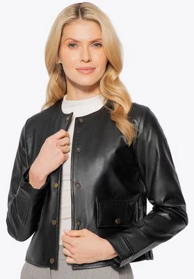 Damska kurtka ze skóry o prostym fasonie czarna Wittchen