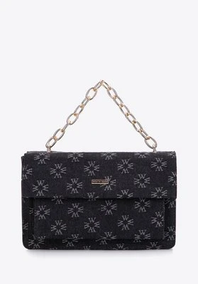 Damska listonoszka dżinsowa w monogram czarna Wittchen