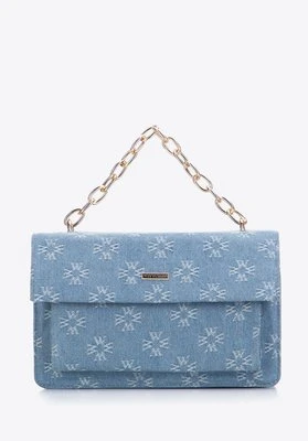 Damska listonoszka dżinsowa w monogram niebieska Wittchen