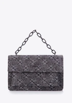 Damska listonoszka dżinsowa w monogram szara Wittchen