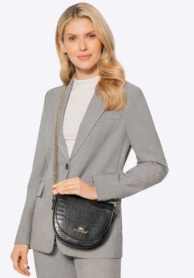 Damska listonoszka skórzana croco na łańcuszku czarno - złota Wittchen