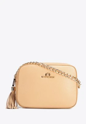 Damska listonoszka skórzana pudełkowa na łańcuszku beżowa Wittchen