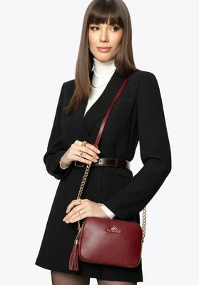 Damska listonoszka skórzana pudełkowa na łańcuszku bordowa Wittchen