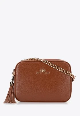 Damska listonoszka skórzana pudełkowa na łańcuszku brązowa Wittchen