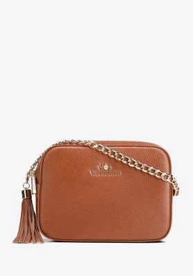 Zdjęcie produktu Damska listonoszka skórzana pudełkowa na łańcuszku brązowa Wittchen