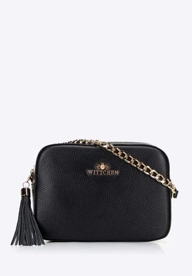 Damska listonoszka skórzana pudełkowa na łańcuszku czarno-złota Wittchen