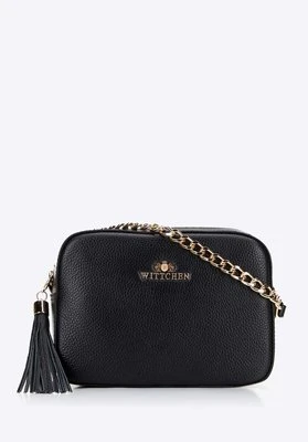 Damska listonoszka skórzana pudełkowa na łańcuszku czarno-złota Wittchen
