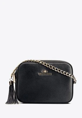 Damska listonoszka skórzana pudełkowa na łańcuszku czarno-złota Wittchen