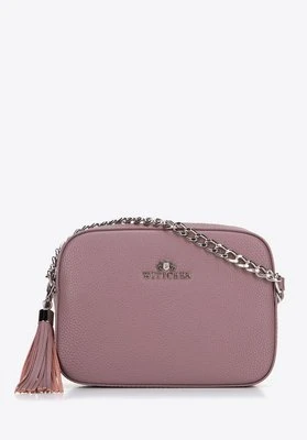 Damska listonoszka skórzana pudełkowa na łańcuszku fioletowa Wittchen