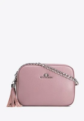 Damska listonoszka skórzana pudełkowa na łańcuszku fioletowa Wittchen