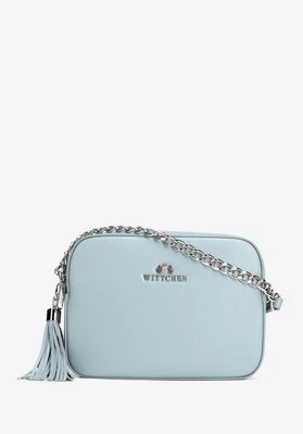 Damska listonoszka skórzana pudełkowa na łańcuszku jasnoniebieska Wittchen