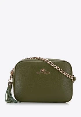 Damska listonoszka skórzana pudełkowa na łańcuszku zielona Wittchen