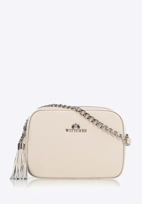 Damska listonoszka skórzana pudełkowa na łańcuszku złamana biel Wittchen