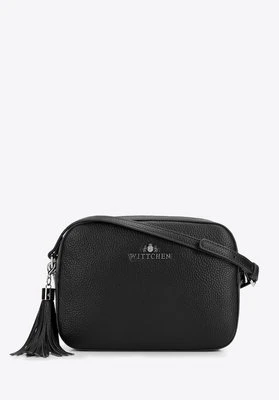 Damska listonoszka skórzana pudełkowa z chwostem czarno-srebrna Wittchen