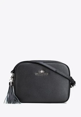Damska listonoszka skórzana pudełkowa z chwostem czarno-srebrna Wittchen