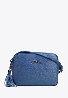 Damska listonoszka skórzana pudełkowa z chwostem niebieska Wittchen