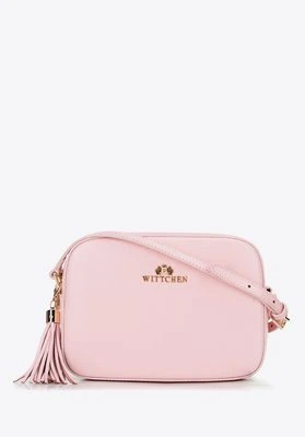 Damska listonoszka skórzana pudełkowa z chwostem pudrowy róż Wittchen