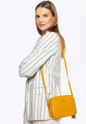 Damska listonoszka skórzana pudełkowa z chwostem żółta Wittchen