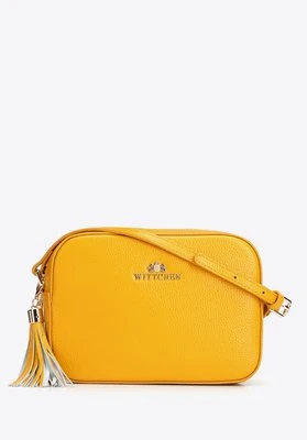Damska listonoszka skórzana pudełkowa z chwostem żółta Wittchen