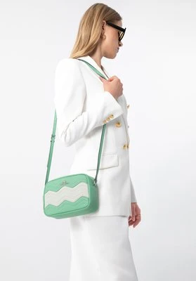 Damska listonoszka skórzana w zygzaki zielono-szara Wittchen