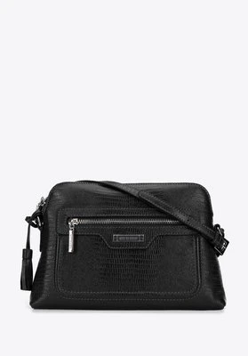 Damska listonoszka skórzana z chwostem czarno-srebrna Wittchen