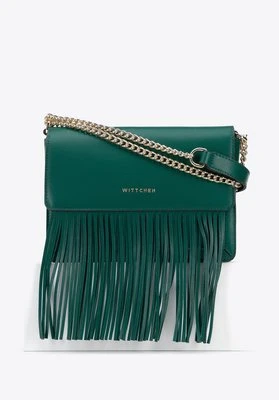 Damska listonoszka skórzana z frędzlami zielona Wittchen