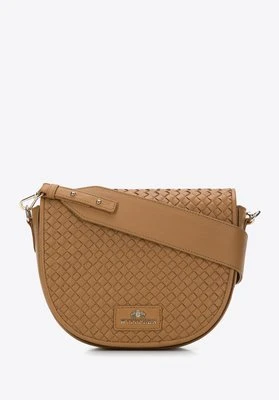 Damska listonoszka skórzana z plecionką na przodzie jasny brąz Wittchen