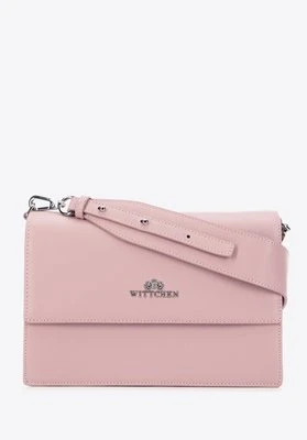 Damska listonoszka skórzana z szerokim paskiem różowa Wittchen