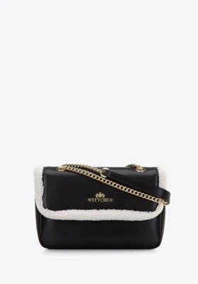 Damska listonoszka skórzana ze sztucznym futerkiem czarno-kremowa Wittchen