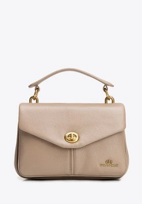Damska listonoszka trójkomorowa ze skóry naturalnej beżowa Wittchen