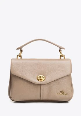 Damska listonoszka trójkomorowa ze skóry naturalnej beżowa Wittchen