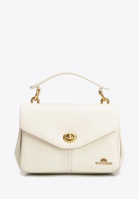 Damska listonoszka trójkomorowa ze skóry naturalnej kremowa Wittchen