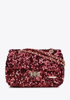 Damska listonoszka z cekinami i łańcuszkiem czerwona Wittchen