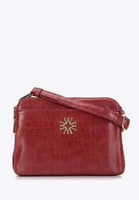 Damska listonoszka z ekoskóry croco trzykomorowa czerwona Wittchen