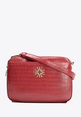Damska listonoszka z ekoskóry croco trzykomorowa czerwona Wittchen