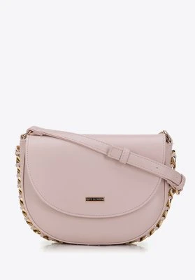 Damska listonoszka z ekoskóry obszyta łańcuszkiem różowa Wittchen