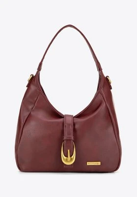 Damska listonoszka z ekoskóry z podwójnym zapięciem bordowa Wittchen