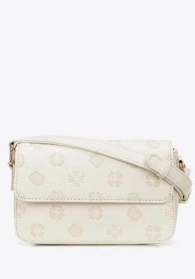 Damska listonoszka z ekoskóry z tłoczoną sygnaturą mała kremowa Wittchen