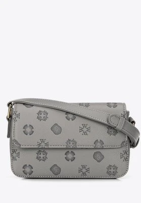 Damska listonoszka z ekoskóry z tłoczoną sygnaturą mała szara Wittchen