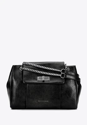 Damska listonoszka z imitacji skóry z łańcuszkiem czarna Wittchen