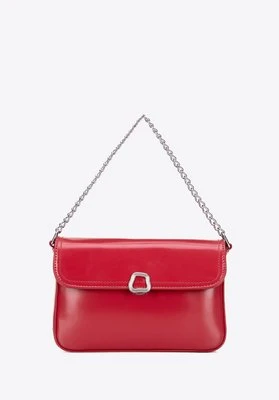 Damska listonoszka z imitacji skóry z łańcuszkiem czerwona Wittchen