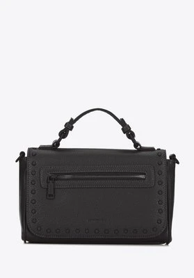 Damska listonoszka z imitacji skóry z ozdobioną klapą czarna Wittchen
