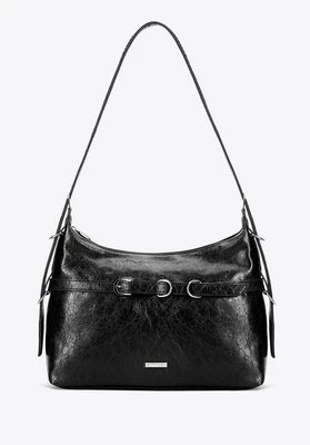 Damska listonoszka z imitacji skóry z ozdobnym paskiem czarna Wittchen