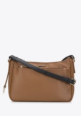 Damska listonoszka z kieszenią z przodu dwukolorowa brązowo-czarna Wittchen