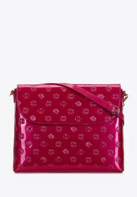 Damska listonoszka z metalicznej skóry lakierowanej duża różowa Wittchen