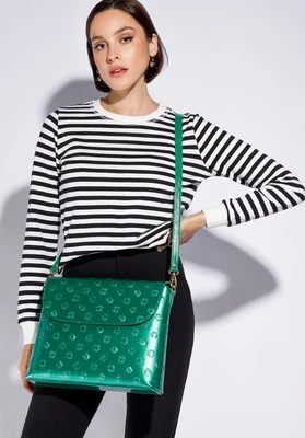 Damska listonoszka z metalicznej skóry lakierowanej duża zielona Wittchen
