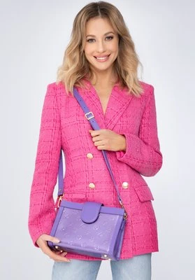 Damska listonoszka z metalicznej skóry lakierowanej dwukomorowa fioletowa Wittchen